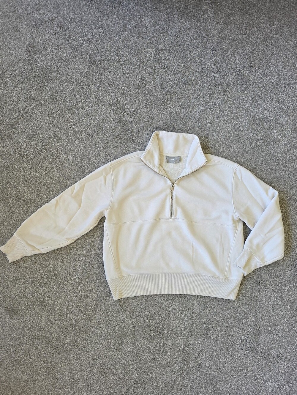Everlane Womens Cream Quarter Zip